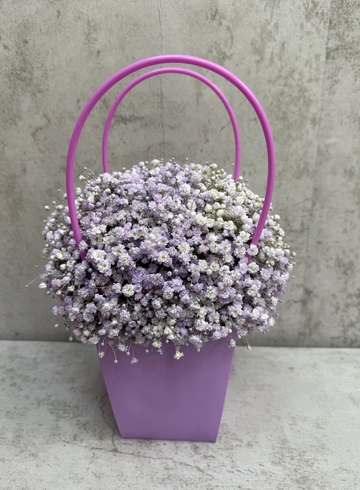 Гипсофила в сумке от интернет-магазина цветов в 